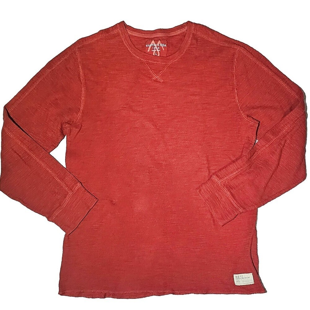 Martin + OSA 1910 Mens Long Sleeve Shirt Thermal LARGE Orange Pullover NWOT